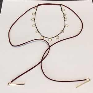 🦋 Charming Charlie Red Choker/Lariot Necklace